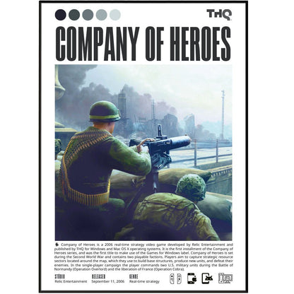 Company of Heroes 2006 game poster — Relic Entertainment WW2 RTS Normandy wall art print UK - 98types