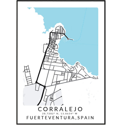 Corralejo Fuerteventura Spain Map Print