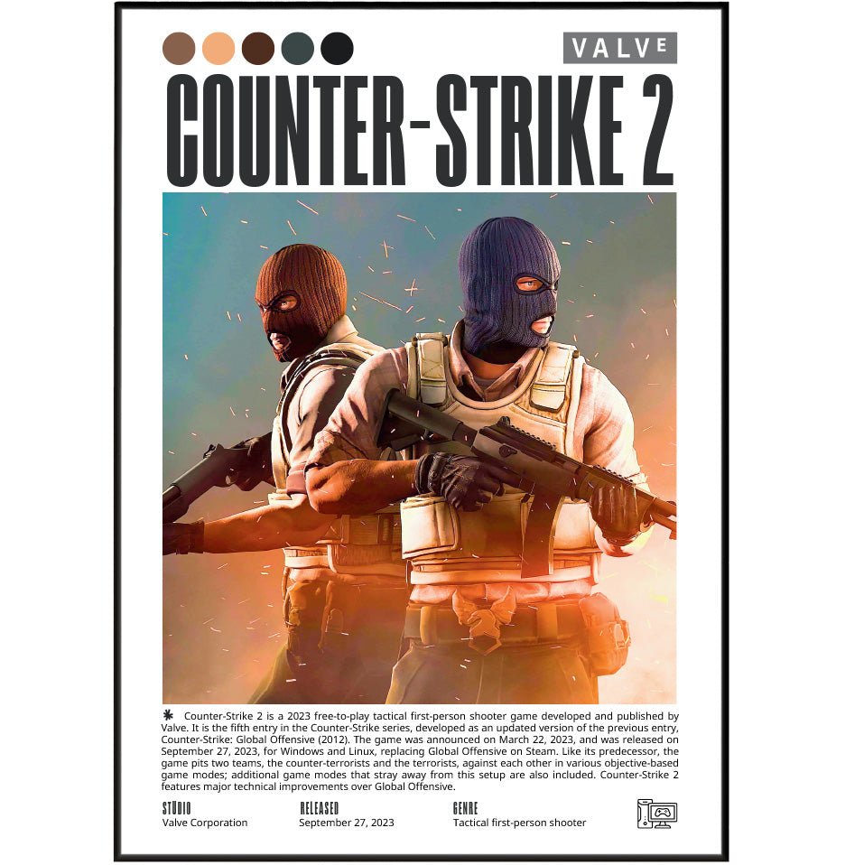 Counter-Strike 2 game poster — Valve CS2 competitive FPS bomb defusal wall art print UK
 - 98types