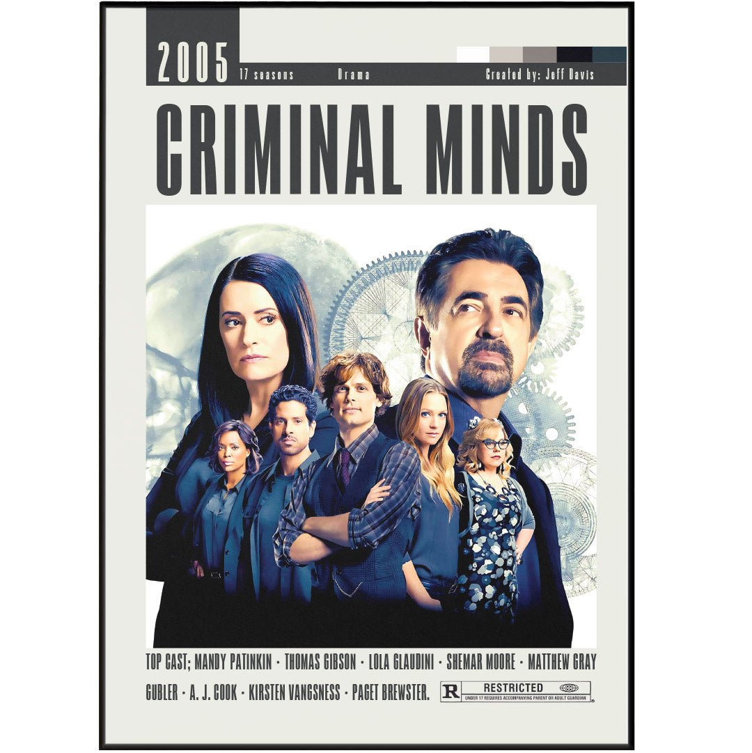 Criminal Minds CBS TV series poster — FBI BAU profiler minimalist wall art print UK
