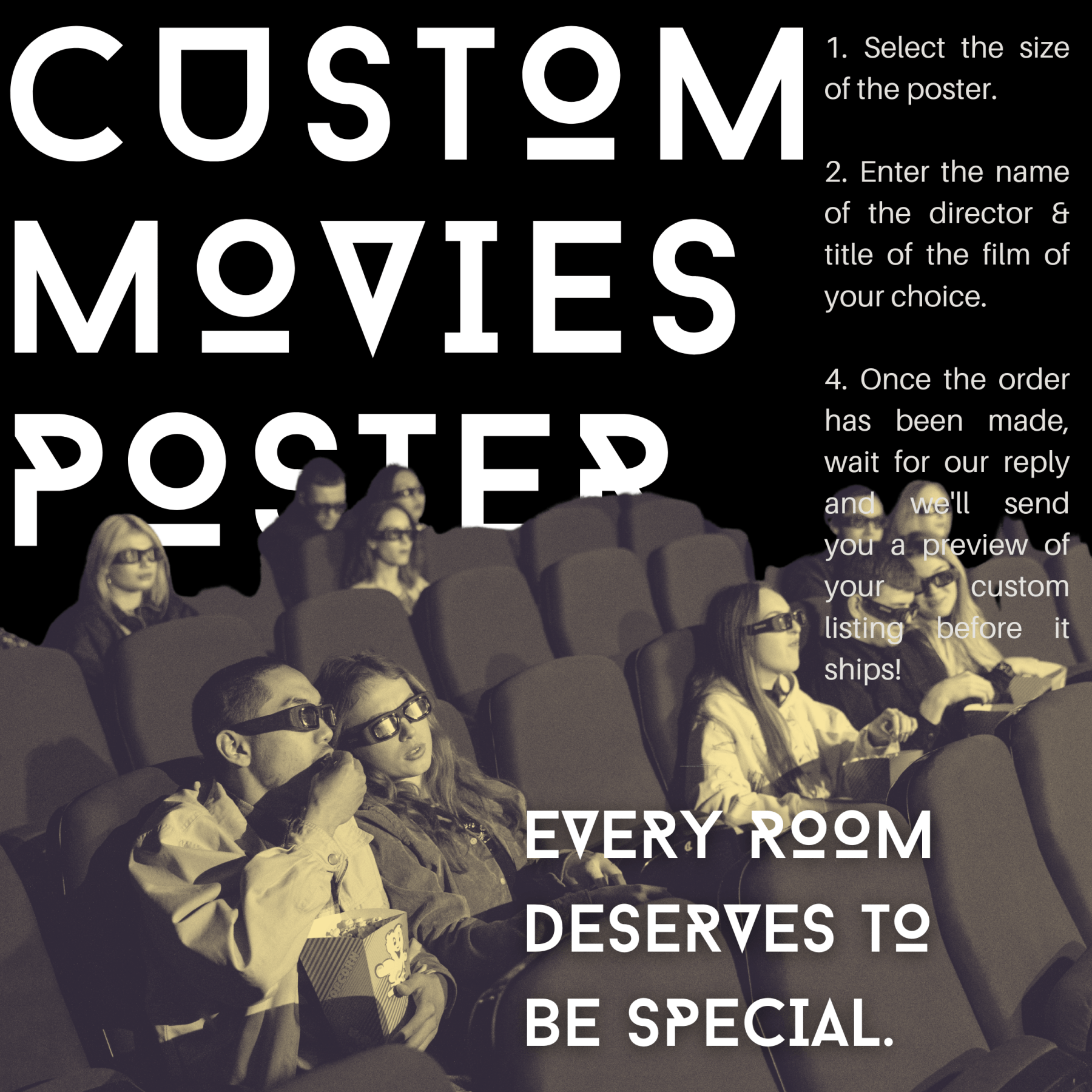 Custom personalised movie poster gift idea art print UK 98types