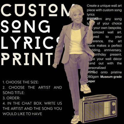 Custom personalised song lyrics print gift art poster UK 98types
