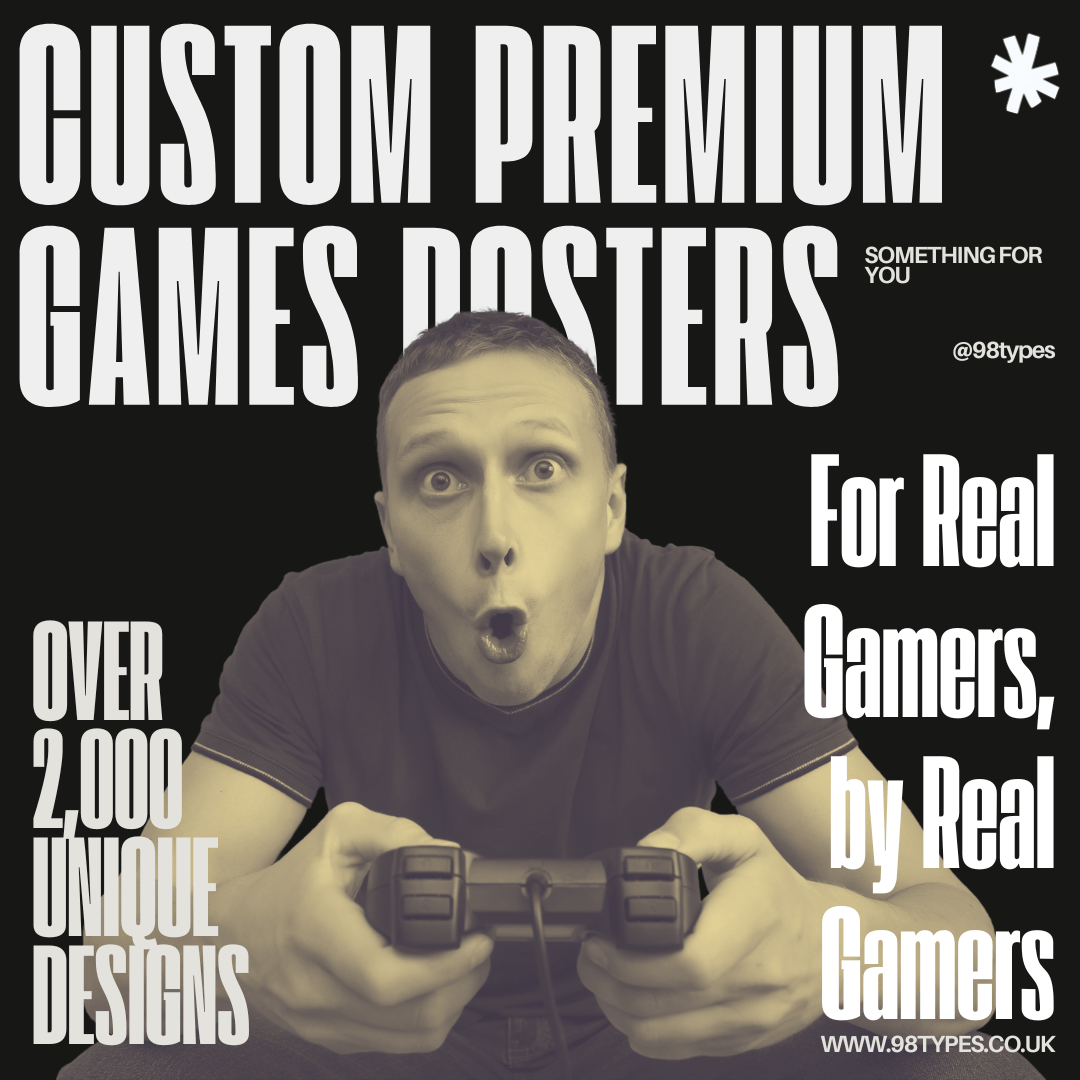 Customised video game poster personalised gift art print UK 98 types