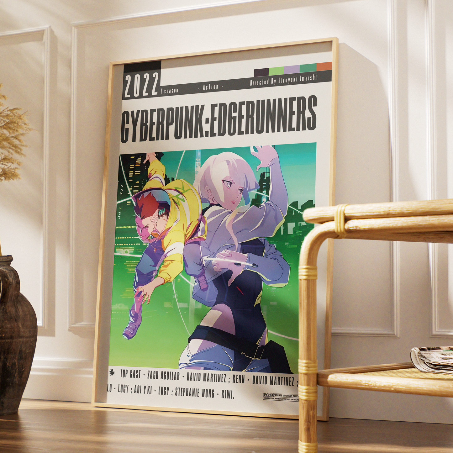 Cyberpunk Edgerunners Netflix anime poster — David Martinez Night City wall art print UK
