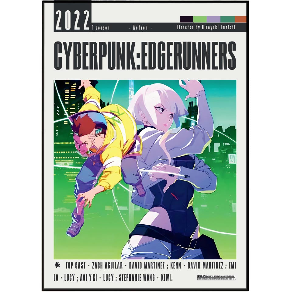 Cyberpunk Edgerunners Netflix anime poster — David Martinez Night City wall art print UK
