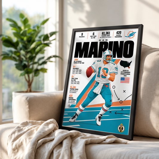 Dan Marino poster, Miami Dolphins NFL wall art print in a boy's bedroom - 98types