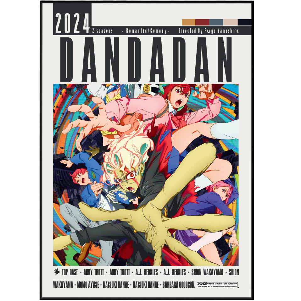 Dandadan 2024 anime poster UK. Minimalist Okarun Momo supernatural comedy wall art print. Science SARU fan gift. Multiple sizes. Fast UK delivery. Buy 3 get 1 FREE.
