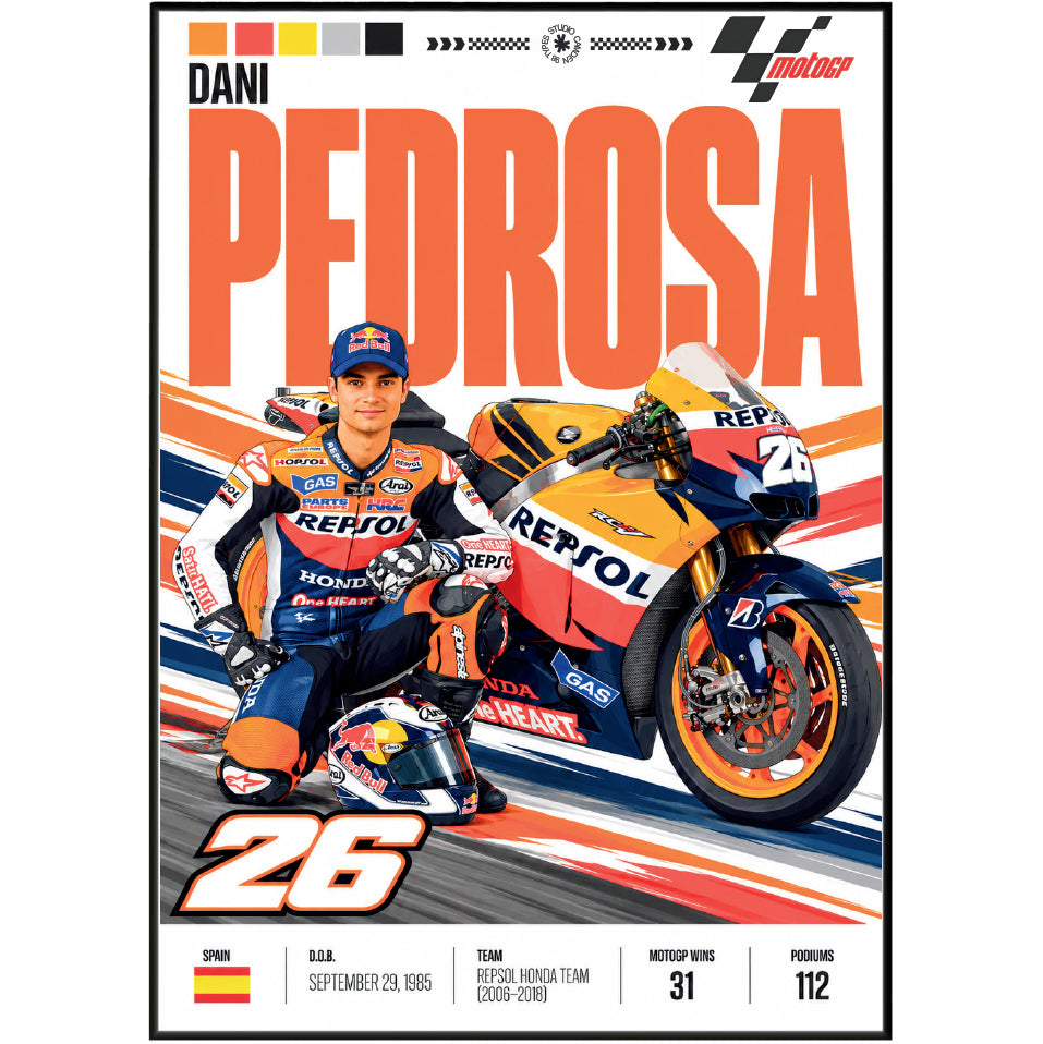 Dani Pedrosa #26 Repsol Honda MotoGP poster by 98types