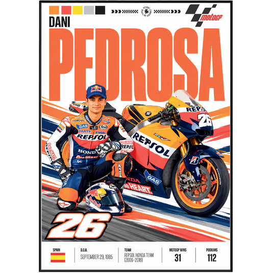 Dani Pedrosa #26 Repsol Honda MotoGP poster by 98types