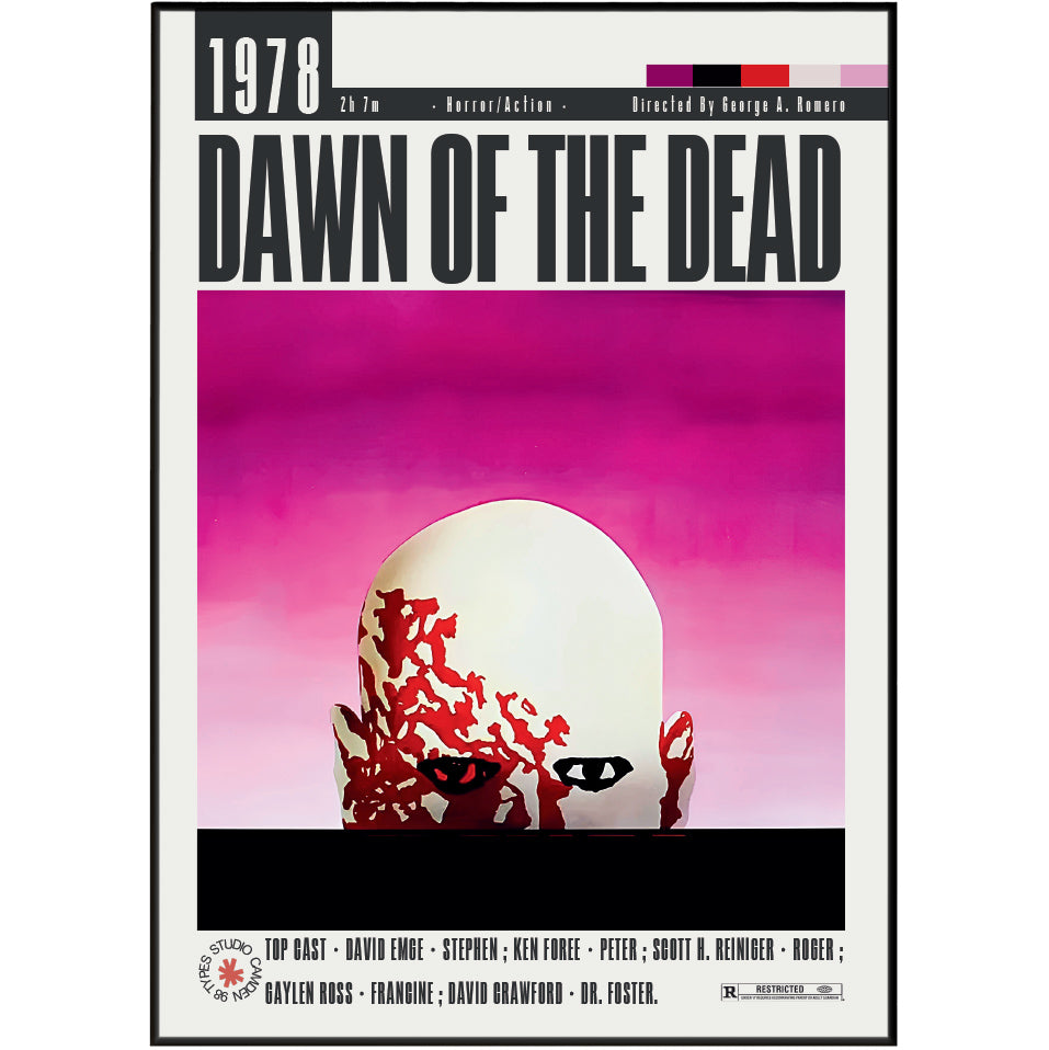 Dawn of the Dead 1978 George Romero film poster print UK — zombie horror shopping mall consumer satire wall art 260gsm printed in England Camden Market