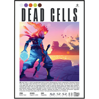 Dead Cells 2018 video game poster — Motion Twin roguelike action minimalist wall art print UK
