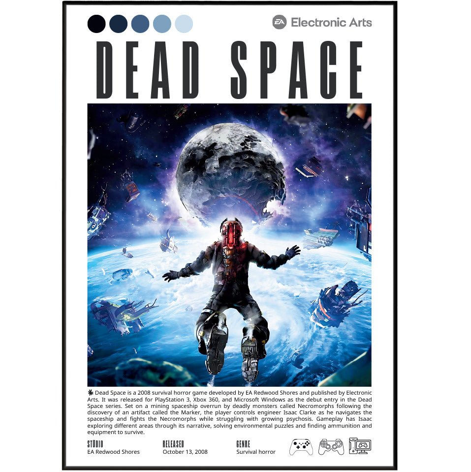 Dead Space 2008 game poster — Isaac Clarke USG Ishimura Necromorphs survival horror wall art print UK
 - 98types