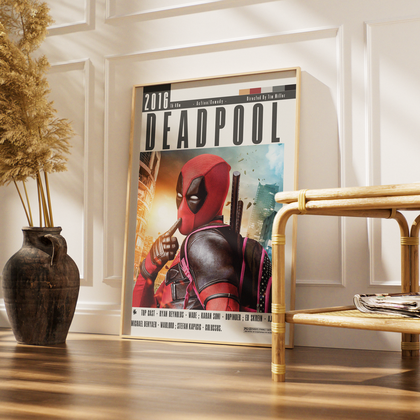 Deadpool 2016 comedy film poster — Ryan Reynolds Wade Wilson Marvel anti-hero wall art print UK
