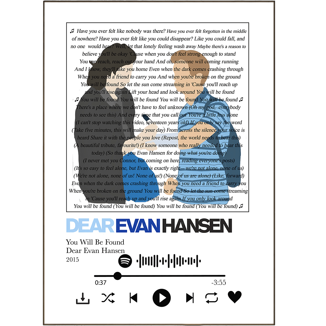 Dear Evan Hansen You Will Be Found musical song lyrics art print poster UK