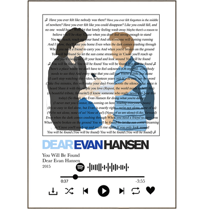Dear Evan Hansen You Will Be Found musical song lyrics art print poster UK