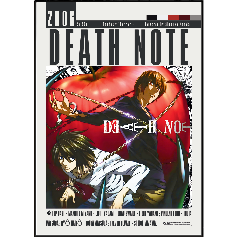 Death Note anime poster print UK — Light Yagami Ryuk psychological thriller wall art 260gsm Camden Market