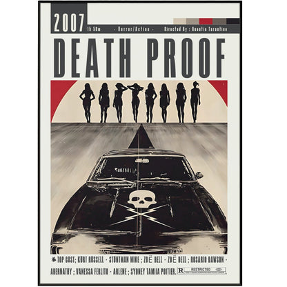 Death Proof 2007 film poster — Quentin Tarantino Kurt Russell Stuntman Mike grindhouse wall art print UK
