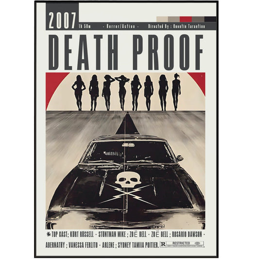 Death Proof 2007 film poster — Quentin Tarantino Kurt Russell Stuntman Mike grindhouse wall art print UK

