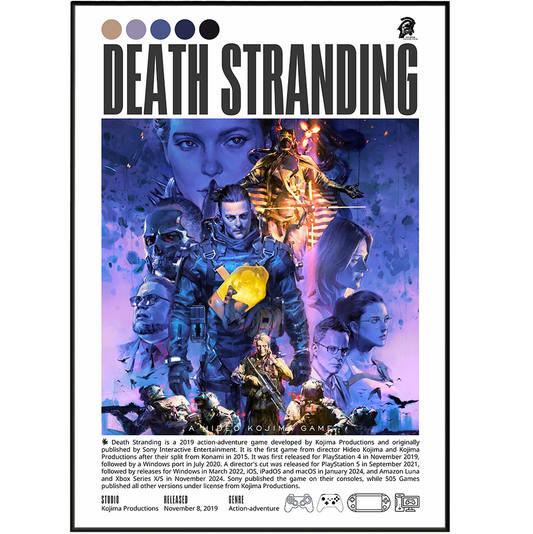 Death Stranding 2019 game poster — Hideo Kojima Norman Reedus Sam Porter Bridges wall art print UK
