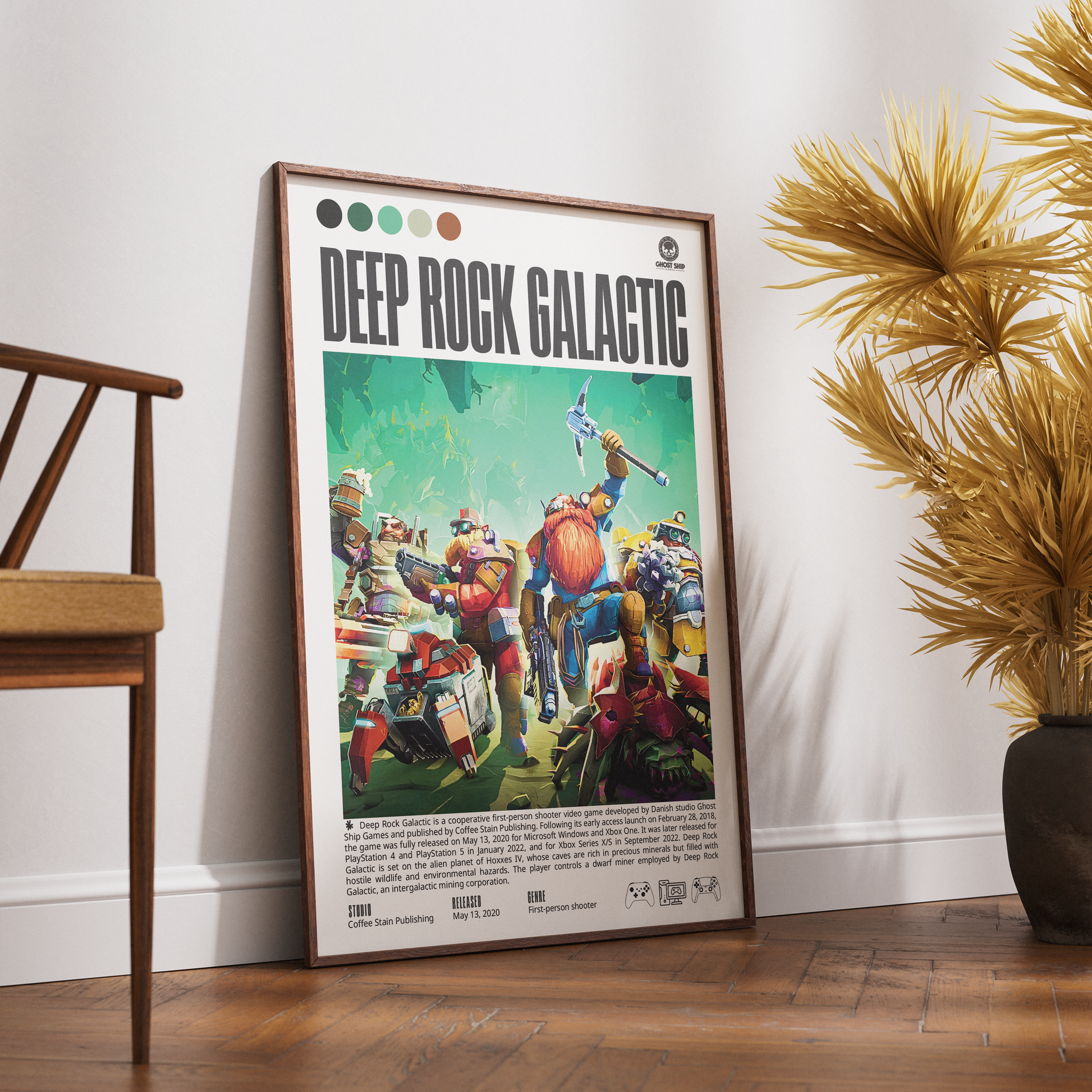 Deep Rock Galactic 2020 FPS co-op poster — space dwarves mining Rock and Stone wall art print UK