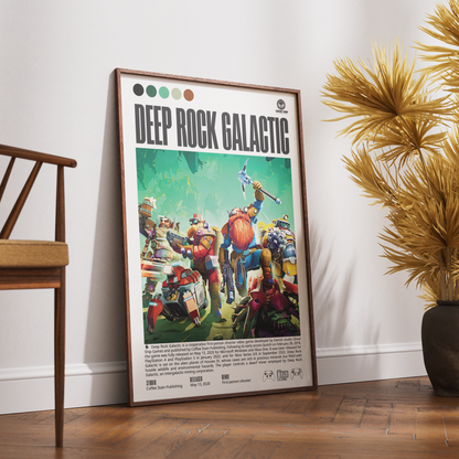 Deep Rock Galactic 2020 FPS co-op poster — space dwarves mining Rock and Stone wall art print UK