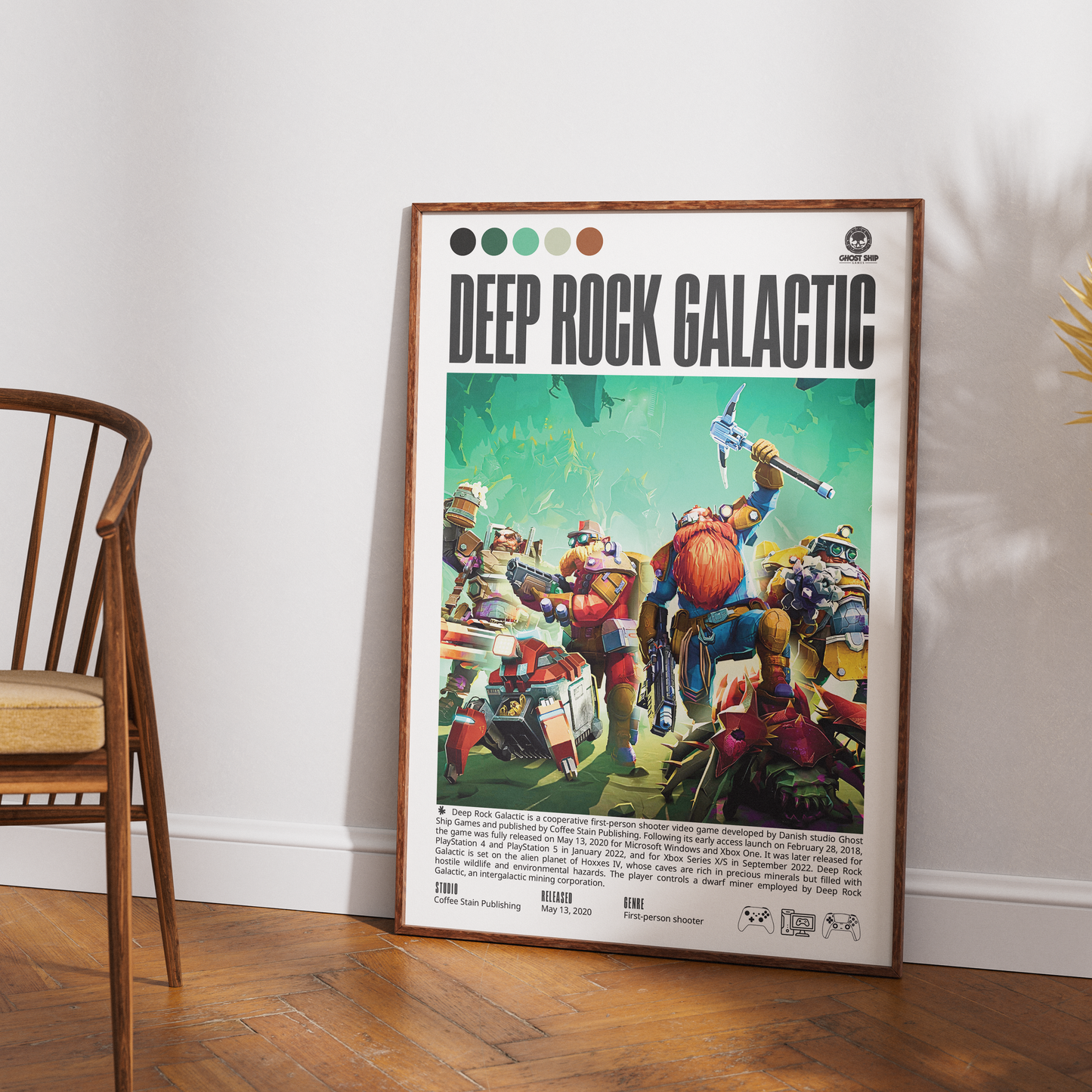 Deep Rock Galactic 2020 FPS co-op poster — space dwarves mining Rock and Stone wall art print UK