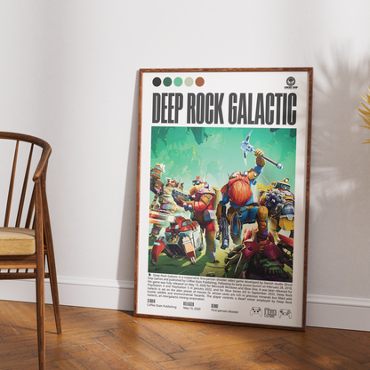 Deep Rock Galactic 2020 FPS co-op poster — space dwarves mining Rock and Stone wall art print UK