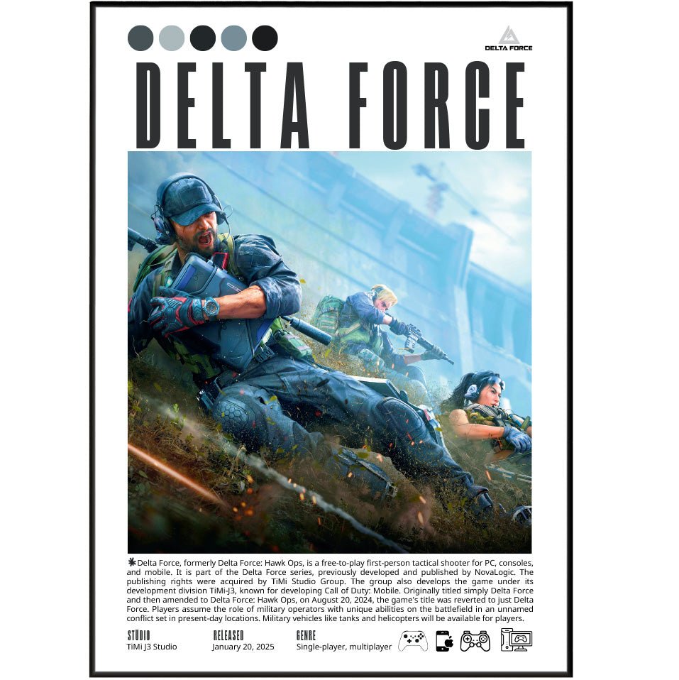 Delta Force 2024 game poster — TiMi Studio military FPS tactical shooter wall art print UK - 98types
