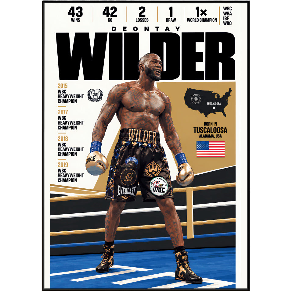 Deontay Wilder poster, American boxing wall art print in a boxing gym - 98types