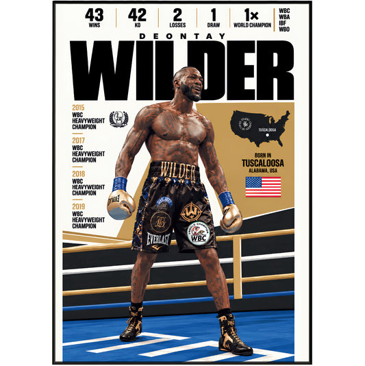 Deontay Wilder poster, American boxing wall art print in a boxing gym - 98types