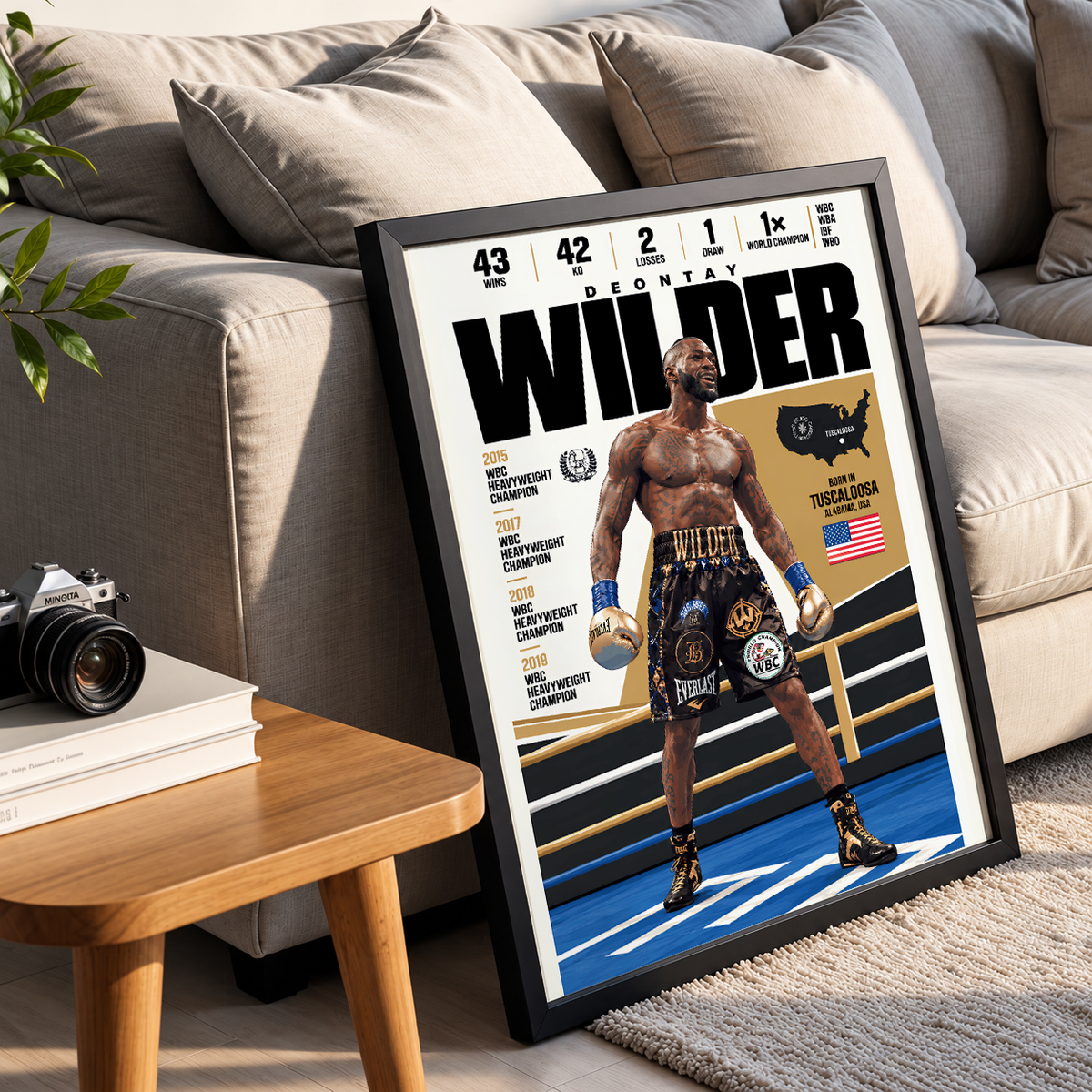 Deontay Wilder poster, American boxing wall art print in a boxing gym - 98types
