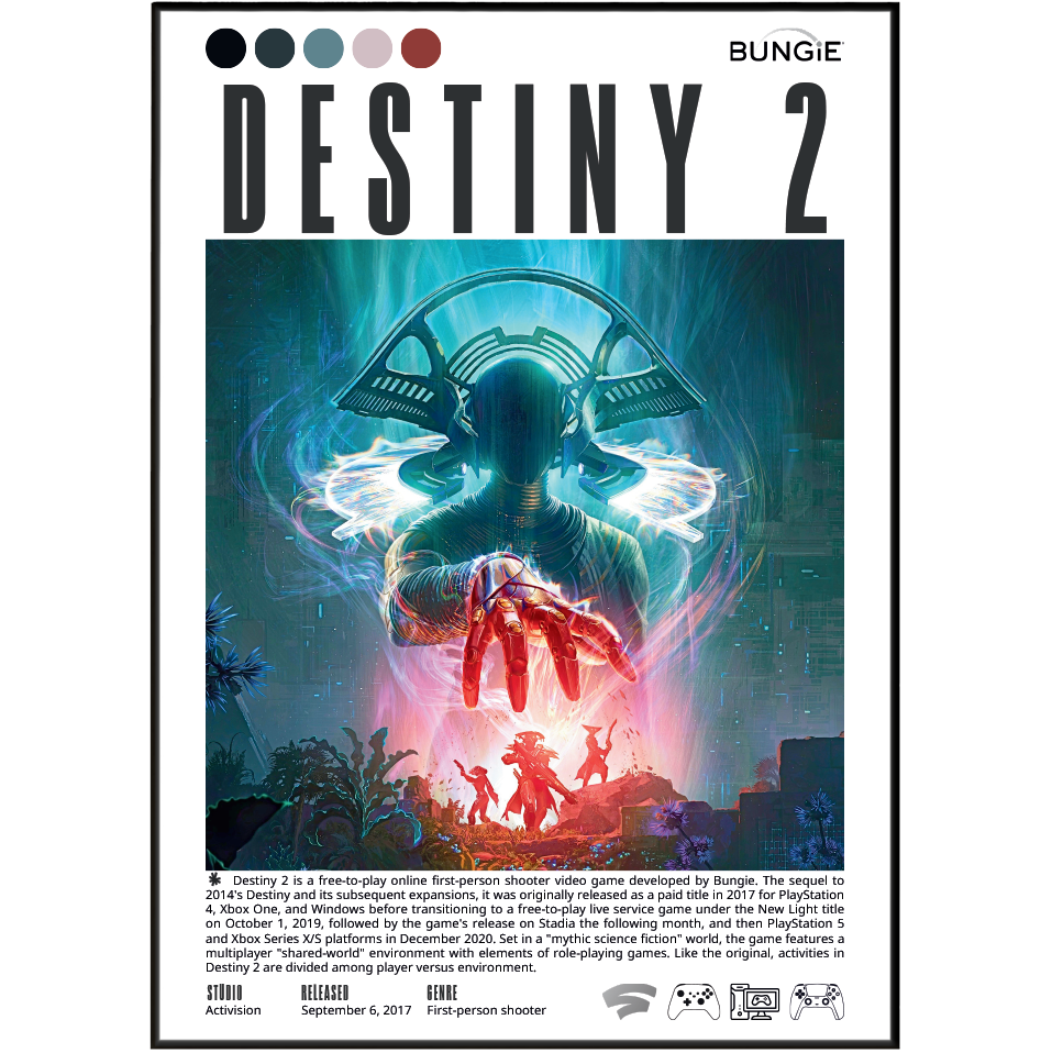 Destiny 2 2017 FPS poster — Guardian Vanguard The Traveller looter-shooter wall art print UK