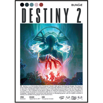 Destiny 2 2017 FPS poster — Guardian Vanguard The Traveller looter-shooter wall art print UK