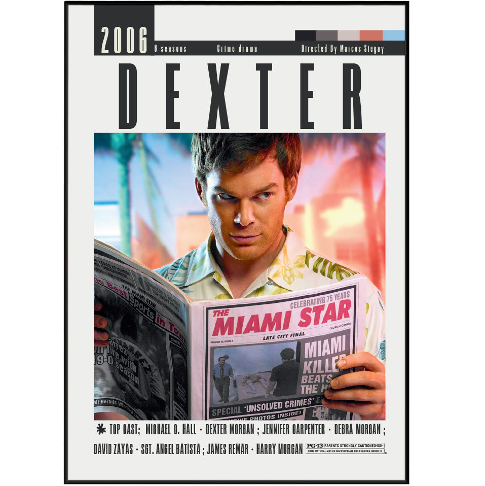 Dexter Showtime TV series poster print UK — Michael C Hall blood spatter wall art 260gsm archival matte Camden Market