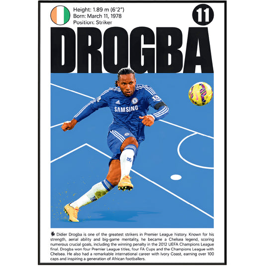 Didier Drogba football poster – Chelsea Striker Legend – 98types