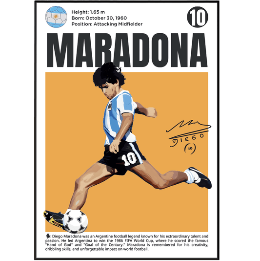 Diego Maradona football poster art print UK wall art