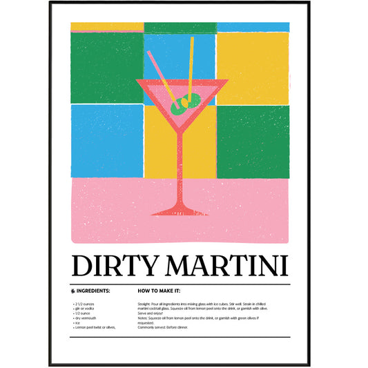 Dirty Martini Cocktail Posters