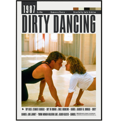 Dirty Dancing 1987 romantic film poster — Baby Johnny Patrick Swayze minimalist wall art print UK
