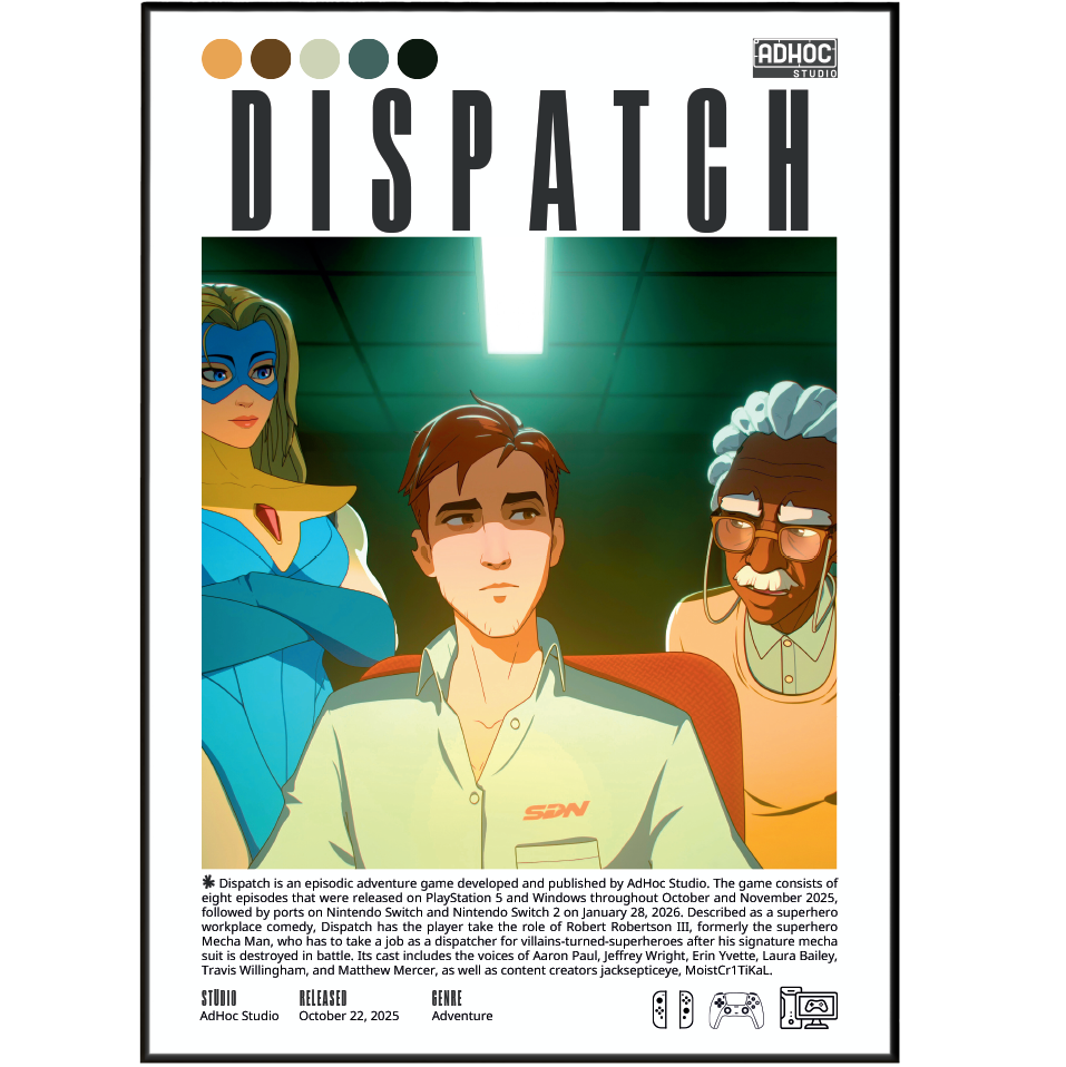 Dispatch video game poster — indie tactical action game wall art print UK
