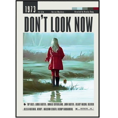 Don't Look Now 1973 horror film poster — Nicolas Roeg Donald Sutherland Venice grief red coat wall art print UK
