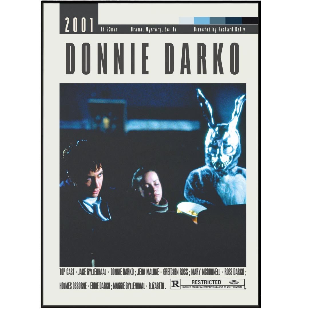 Donnie Darko 2001 film poster — Richard Kelly Jake Gyllenhaal Frank rabbit tangent universe wall art print UK
- 98types