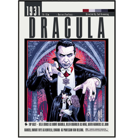 Dracula 1931 classic horror film poster — Tod Browning Bela Lugosi Count Dracula Universal wall art print UK
