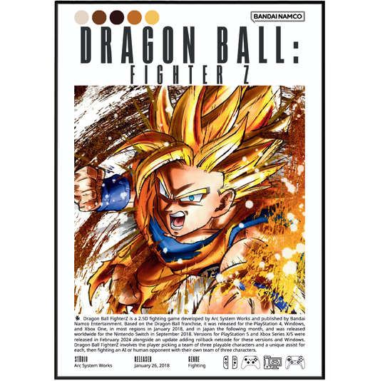 Dragon Ball Sparking Zero 2024 fighting poster — Budokai Tenkaichi sequel 164 characters Goku wall art print UK
