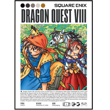 Dragon Quest VIII 2004 game poster — Square Enix Akira Toriyama JRPG wall art print UK
 - 98types