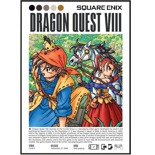 Dragon Quest VIII 2004 game poster — Square Enix Akira Toriyama JRPG wall art print UK
 - 98types