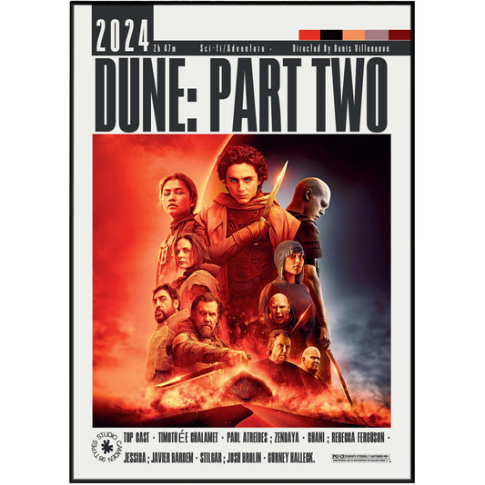 
Dune Part Two 2024 Denis Villeneuve film poster print UK — Timothee Chalamet Zendaya Austin Butler sci-fi wall art 260gsm printed in England Camden Market