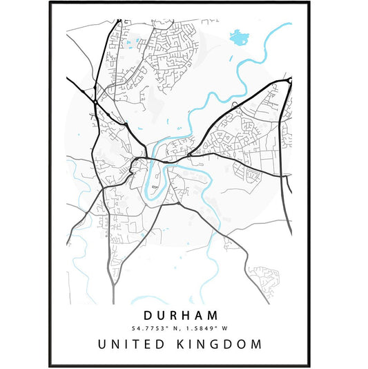 Durham County Durham street map print — UNESCO cathedral city map wall art poster UK
- 98types