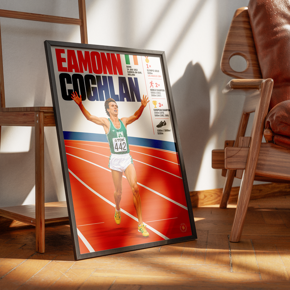 Eamonn Coghlan athletics poster wall art print by 98types