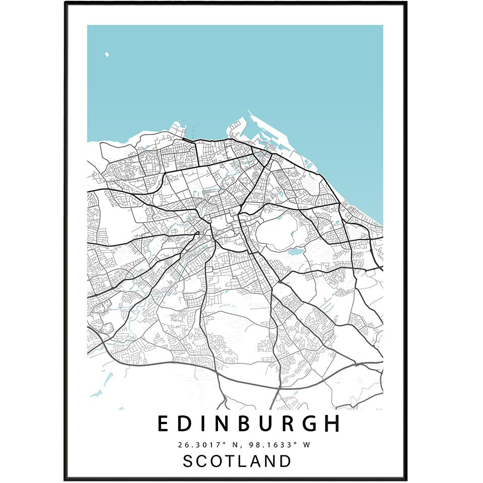 Edinburgh Scotland street map print — Scottish capital city map wall art UK
- 98types