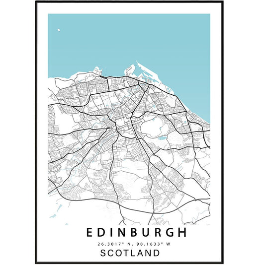 Edinburgh Scotland street map print — Scottish capital city map wall art UK
- 98types